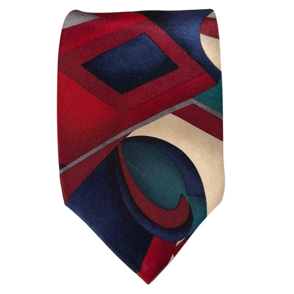 Vintage Pierre Cardin Mens Tie 100% Silk Multicolor Abstract Necktie 59x4” USA